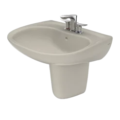 TOTO Prominence Oval Wall-Mount Bathroom Sink with CEFIONTECT and Shroud for 4 Inch Center Faucets, Bone, Vitreous China, LHT242.4G#03
