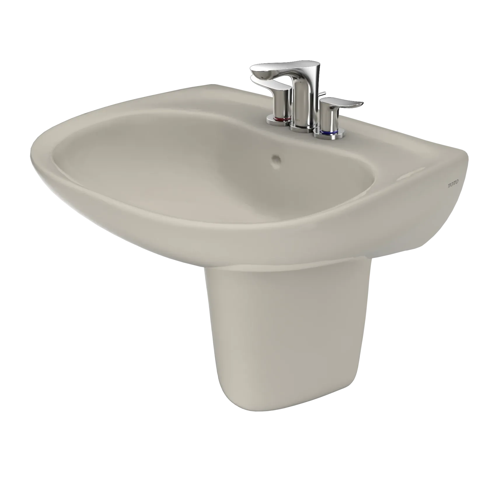 TOTO Prominence Oval Wall-Mount Bathroom Sink with CEFIONTECT and Shroud for 4 Inch Center Faucets, Bone, Vitreous China, LHT242.4G#03