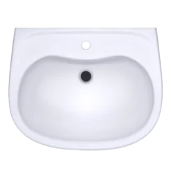 TOTO Prominence Oval Wall-Mount Bathroom Sink with CeFiONtect and Shroud for Single Hole Faucets, Cotton White, Vitreous China, LHT242G#01