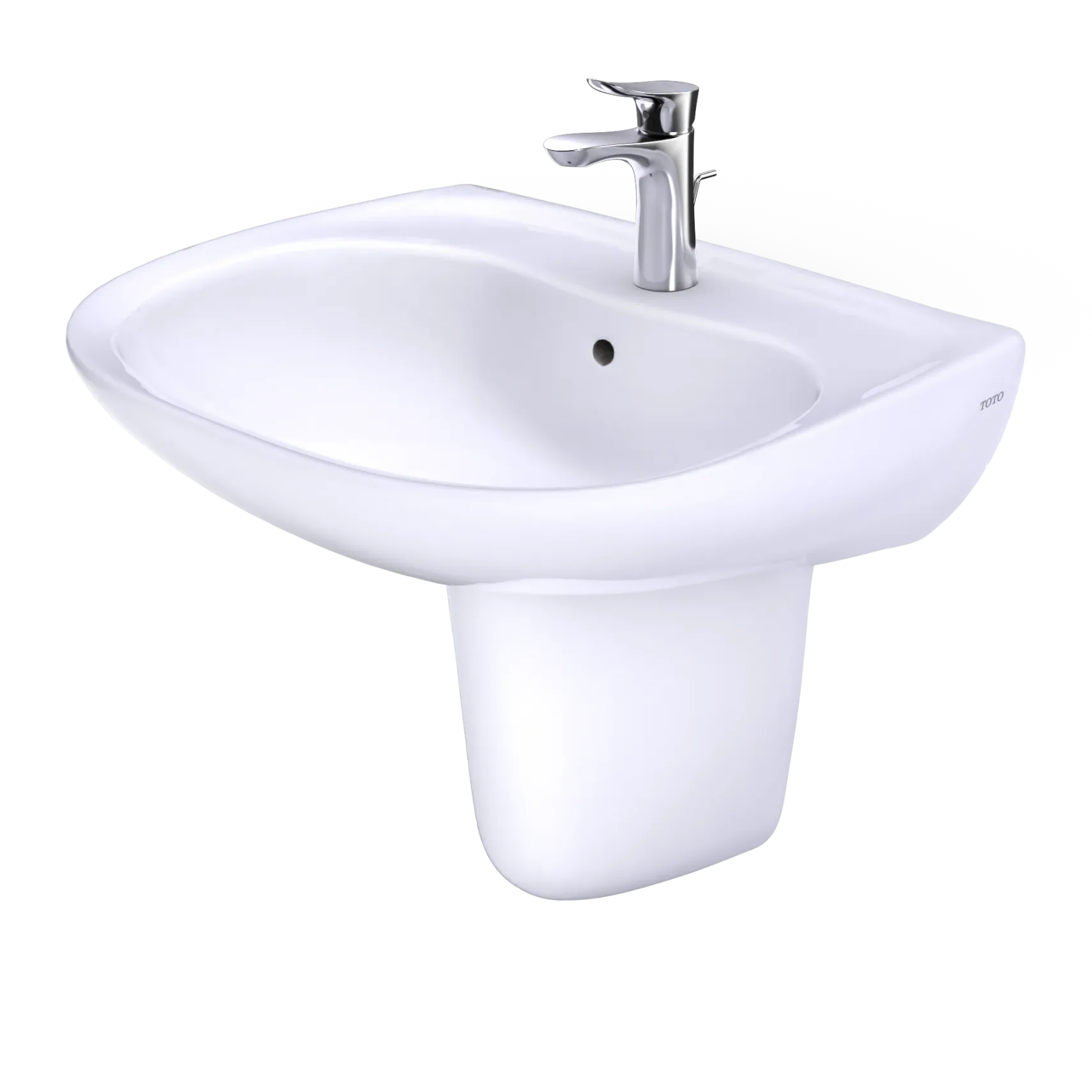 TOTO Prominence Oval Wall-Mount Bathroom Sink with CeFiONtect and Shroud for Single Hole Faucets, Cotton White, Vitreous China, LHT242G#01