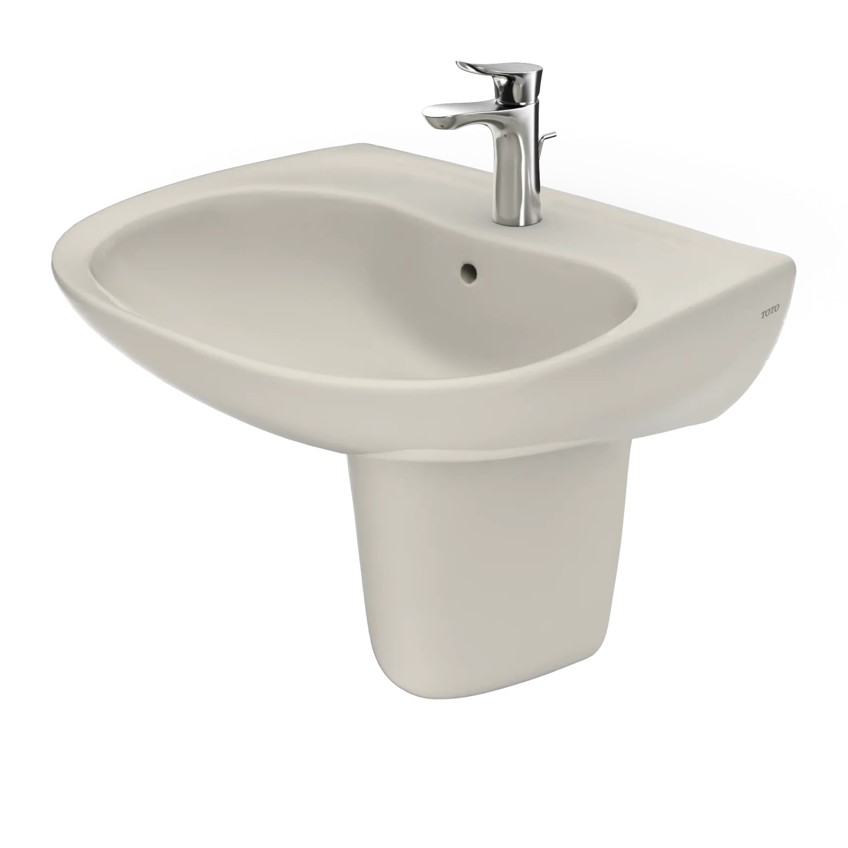 TOTO Prominence Oval Wall-Mount Bathroom Sink with CeFiONtect and Shroud for Single Hole Faucets, Sedona Beige, Vitreous China, LHT242G#12
