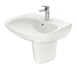 TOTO Prominence Oval Wall-Mount Bathroom Sink with CeFiONtect and Shroud for Single Hole Faucets, Colonial White, Vitreous China, LHT242G#11