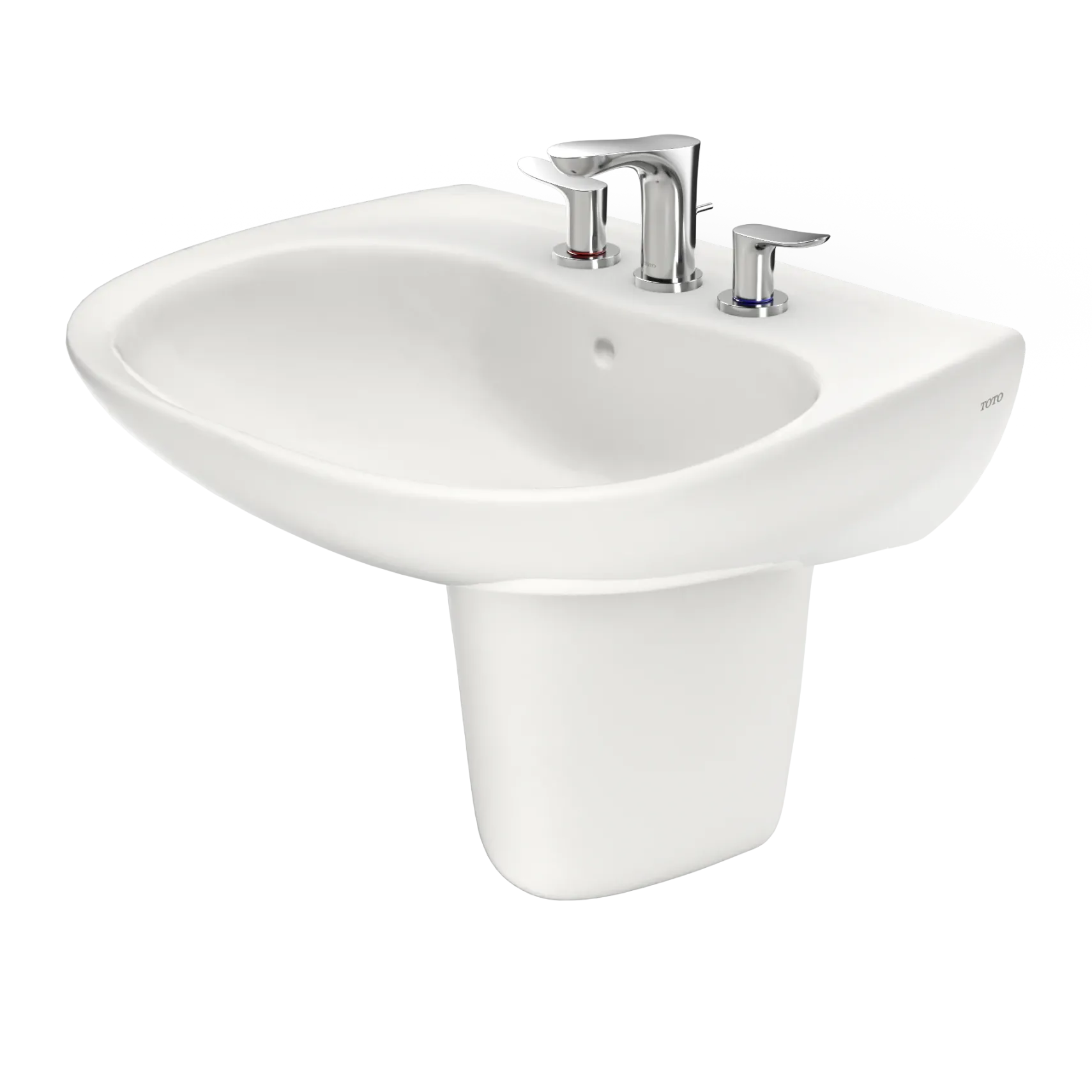 TOTO Prominence Oval Wall-Mount Bathroom Sink with CEFIONTECT and Shroud for 8 Inch Center Faucets, Colonial White, Vitreous China, LHT242.8G#11