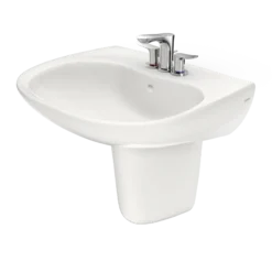 TOTO Prominence Oval Wall-Mount Bathroom Sink with CEFIONTECT and Shroud for 4 Inch Center Faucets, Colonial White, Vitreous China, LHT242.4G#11