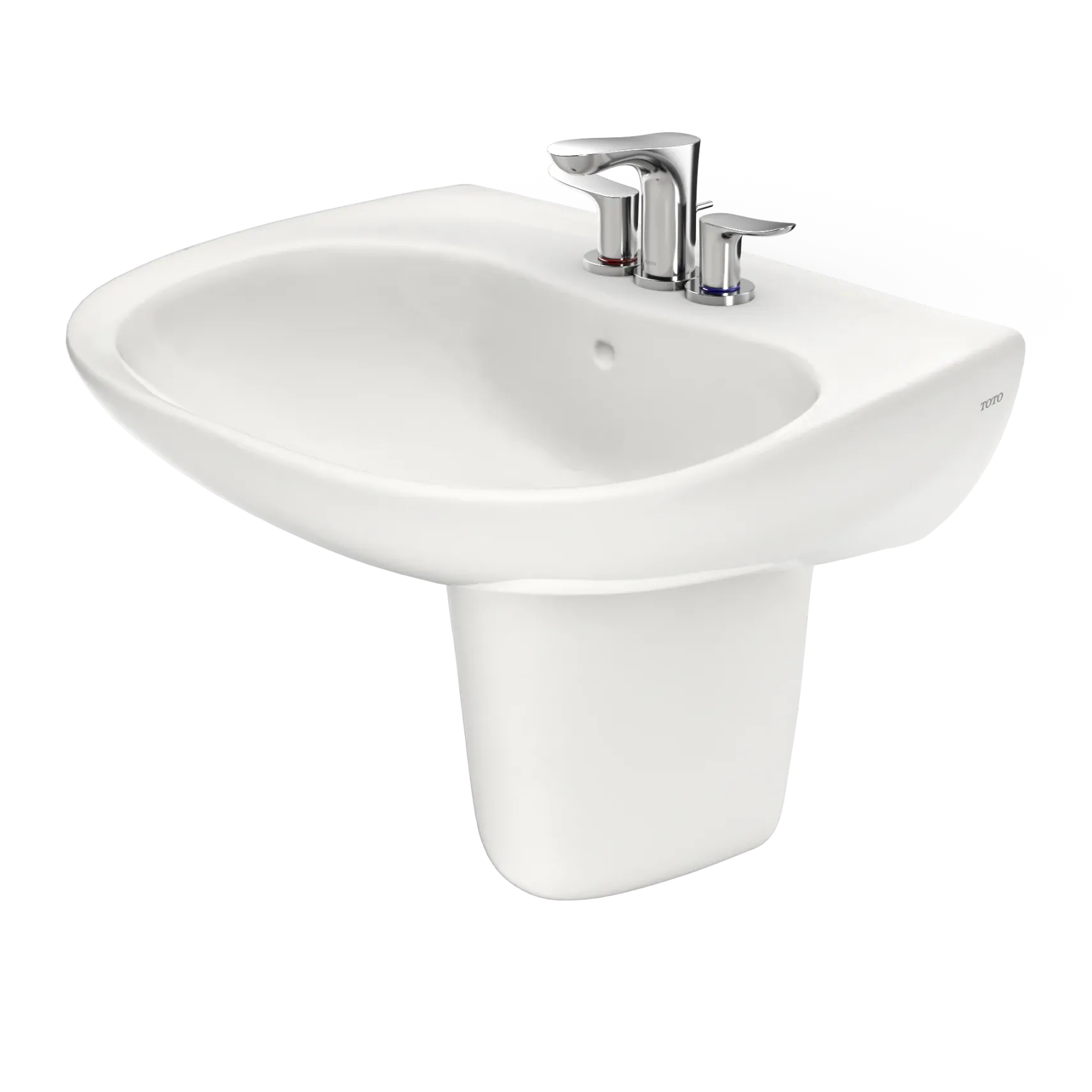 TOTO Prominence Oval Wall-Mount Bathroom Sink with CEFIONTECT and Shroud for 4 Inch Center Faucets, Colonial White, Vitreous China, LHT242.4G#11