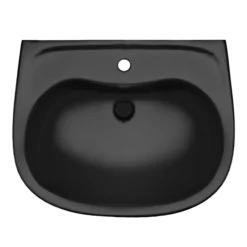 TOTO Prominence Oval Wall-Mount Bathroom Sink and Shroud for Single Hole Faucets, Ebony, Vitreous China, LHT242#51