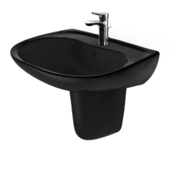 TOTO Prominence Oval Wall-Mount Bathroom Sink and Shroud for Single Hole Faucets, Ebony, Vitreous China, LHT242#51