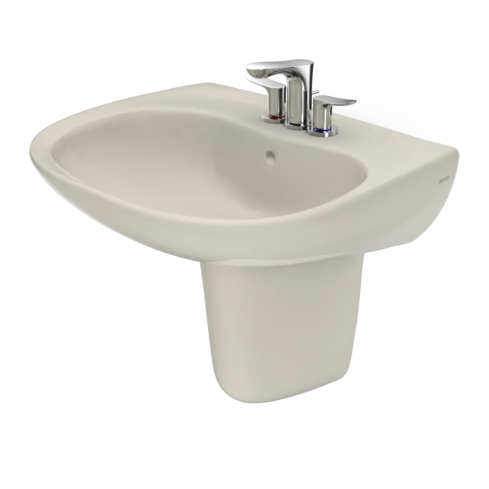 TOTO Prominence Oval Wall-Mount Bathroom Sink with CEFIONTECT and Shroud for 4 Inch Center Faucets, Sedona Beige, Vitreous China, LHT242.4G#12