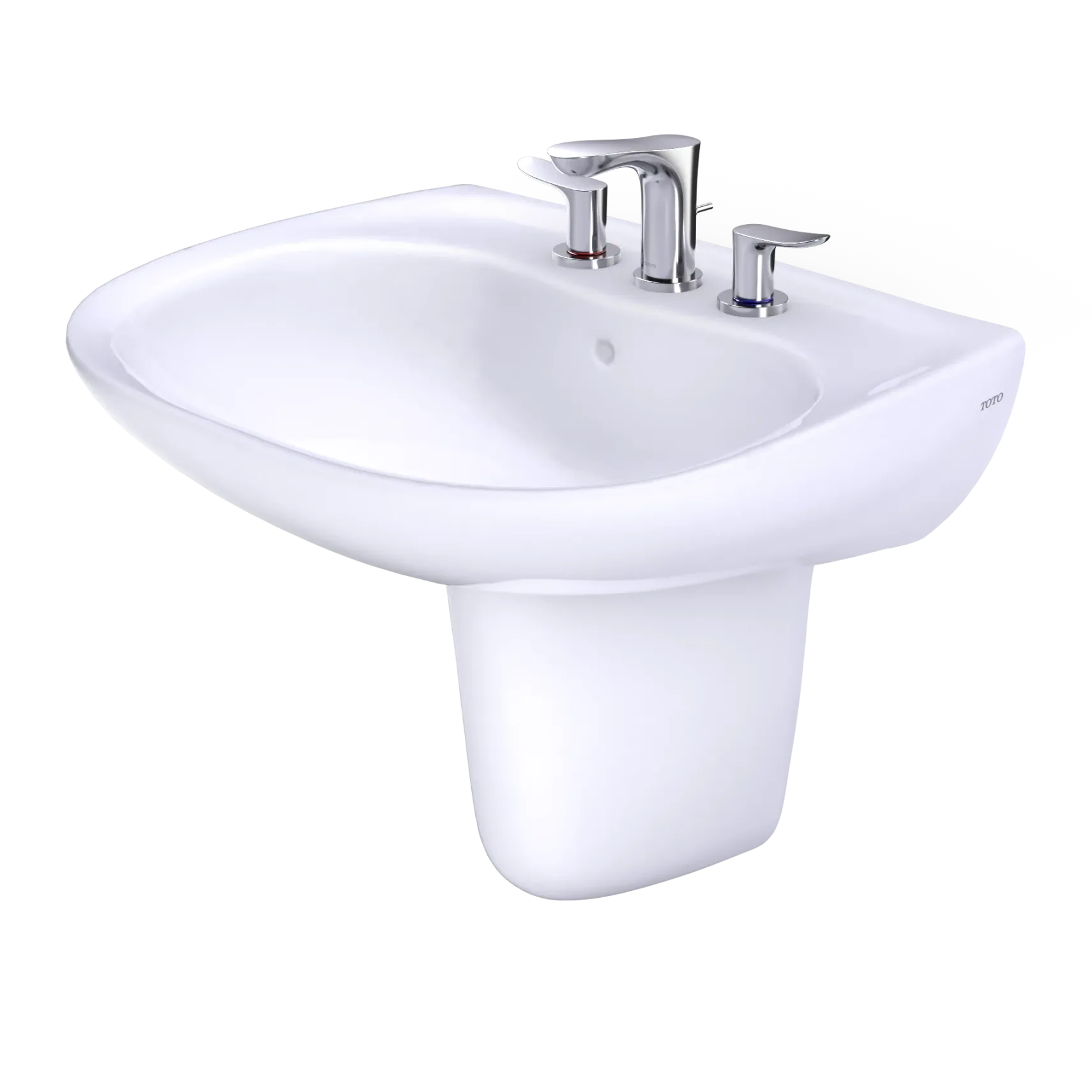 TOTO Prominence Oval Wall-Mount Bathroom Sink with CEFIONTECT and Shroud for 8 Inch Center Faucets, Cotton White, Vitreous China, LHT242.8G#01