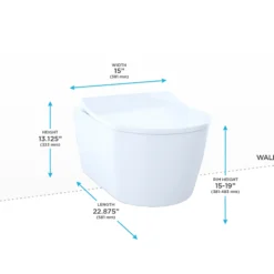 TOTO RP Wall-Hung D-Shape Toilet and DuoFit In-Wall 1.28 and 0.9 GPF Dual-Flush Tank System with Copper Supply, Matte Silver, Vitreous China|Steel|Plastic, CWT447247CMFG#MS