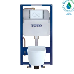 TOTO RP Wall-Hung D-Shape Toilet and DuoFit In-Wall 1.28 and 0.9 GPF Dual-Flush Tank System with Copper Supply, White Matte, Vitreous China|Steel|Plastic, CWT447247CMFG#WH