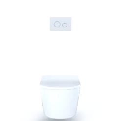 TOTO RP Wall-Hung D-Shape Toilet and DuoFit In-Wall 1.28 and 0.9 GPF Dual-Flush Tank System with Copper Supply, White Matte, Vitreous China|Steel|Plastic, CWT447247CMFG#WH