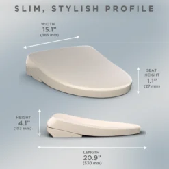 TOTO S7 WASHLET Electronic Bidet Toilet Seat with EWATER+ Bowl and Wand Cleaning, Contemporary Lid, Elongated, Sedona Beige, Plastic, SW4726#12