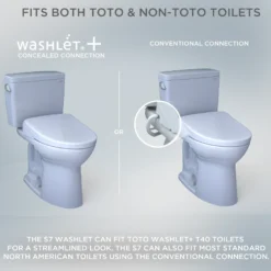 TOTO S7 WASHLET+ Electronic Bidet Toilet Seat with EWATER+ Bowl and Wand Cleaning and Classic Lid, Elongated, Cotton White, Plastic, SW4724AT40#01