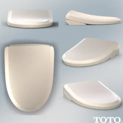 TOTO S7 WASHLET Electronic Bidet Toilet Seat with EWATER+ Bowl and Wand Cleaning, Classic Lid, Elongated, Sedona Beige, Plastic, SW4724#12