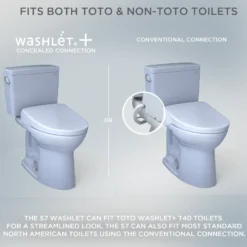 TOTO S7 WASHLET+ Electronic Bidet Toilet Seat with EWATER+ Bowl and Wand Cleaning and Contemporary Lid, Elongated, Cotton White, Plastic, SW4726AT40#01