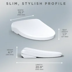 TOTO S7 WASHLET+ Electronic Bidet Toilet Seat with EWATER+ Bowl and Wand Cleaning and Contemporary Lid, Elongated, Cotton White, Plastic, SW4726AT40#01