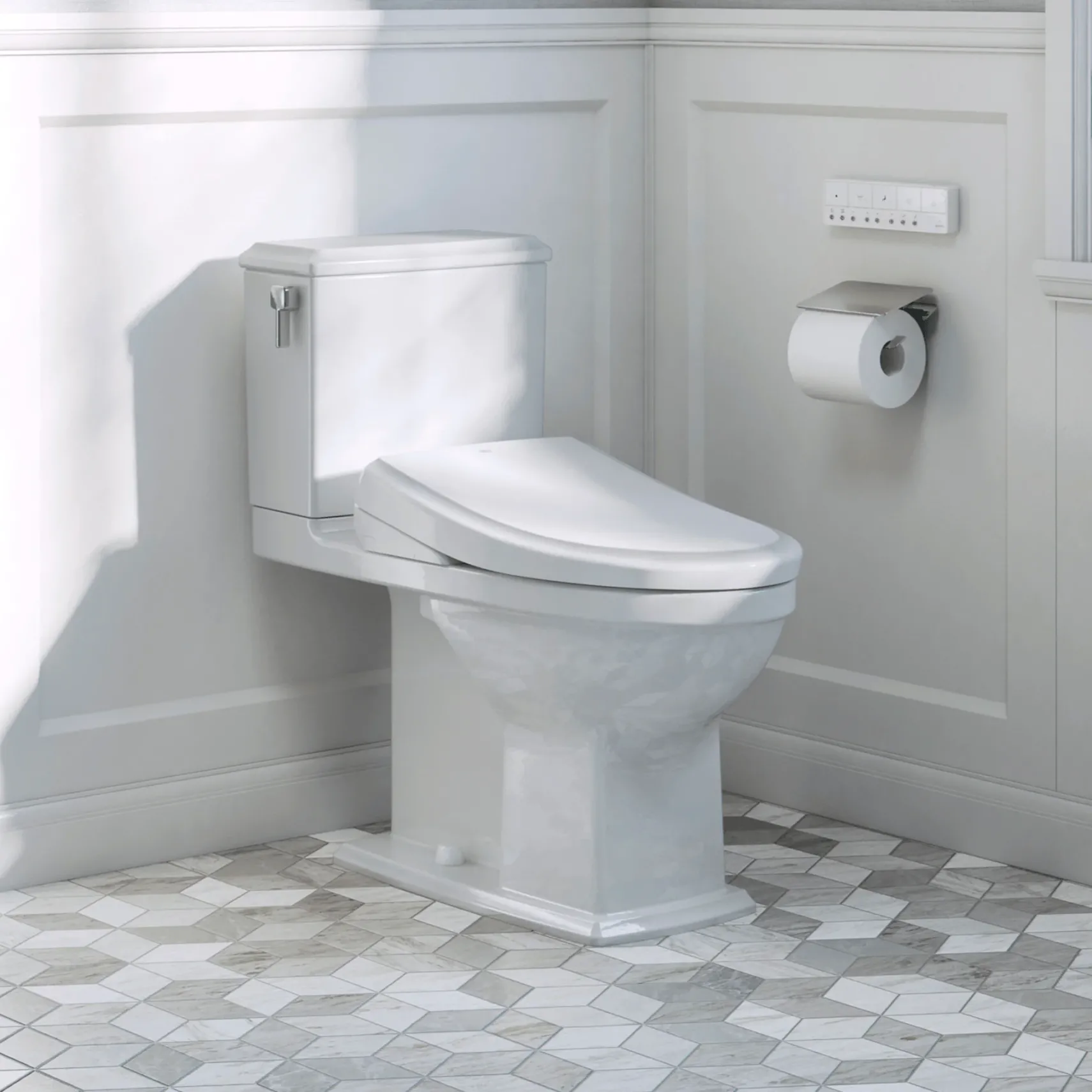 TOTO S7A WASHLET+ Electronic Bidet Toilet Seat, EWATER+ Bowl and Wand Cleaning, Auto Open and Close Classic Lid, Elongated, Cotton White, Plastic, SW4734AT40#01