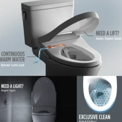 TOTO S7A WASHLET Electronic Bidet Toilet Seat with EWATER+ Bowl and Wand Cleaning and Auto Open and Close Classic Lid, Elongated, Sedona Beige, Plastic, SW4734#12