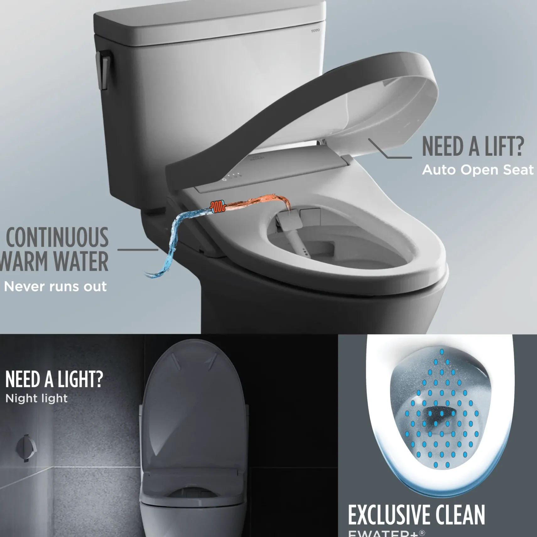 TOTO S7A WASHLET+ Elongated Electronic Bidet Toilet Seat with EWATER+®, Auto Open & Close Lid, Cotton White, SW4736AT40#01
