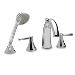 TOTO Silas Two-Handle Deck-Mount Roman Tub Filler Trim with Handshower, Polished Chrome, Brass, TB210S#CP