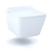 TOTO SP Wall-Hung Contemporary Square-Shape Dual Flush 1.28 and 0.9 GPF Toilet with CEFIONTECT- Vitreous China, Cotton White, CT449CFG#01