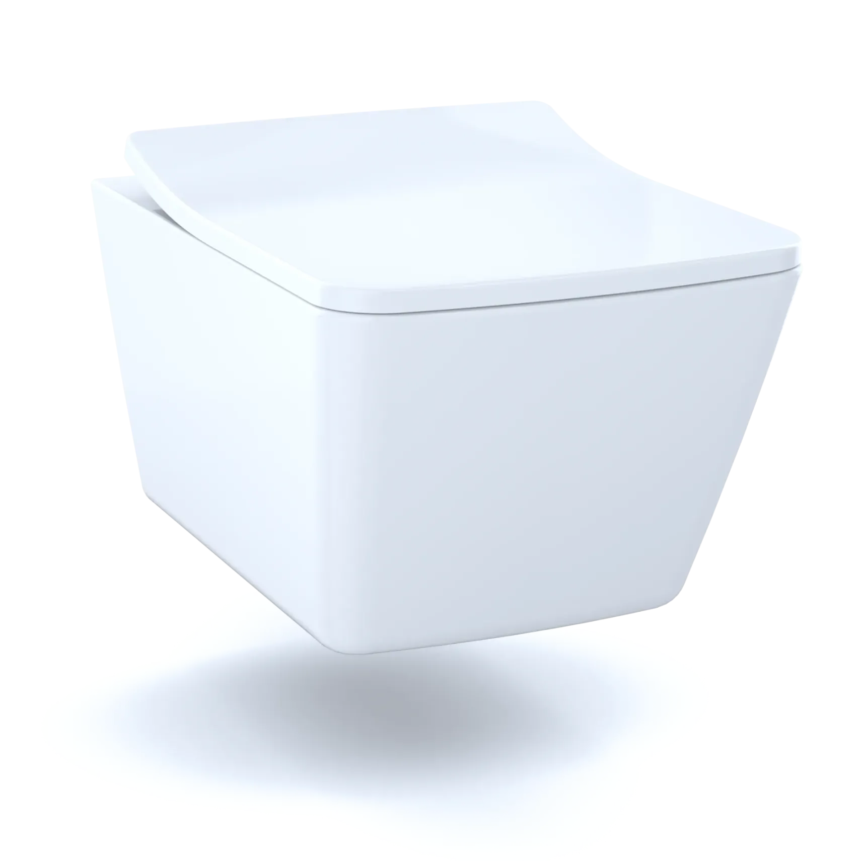 TOTO SP Wall-Hung Contemporary Square-Shape Dual Flush 1.28 and 0.9 GPF Toilet with CEFIONTECT- Vitreous China, Cotton White, CT449CFG#01
