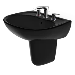 TOTO Supreme Oval Wall-Mount Bathroom Sink and Shroud for 8 Inch Center Faucets, Ebony, Vitreous China, LHT241.8#51