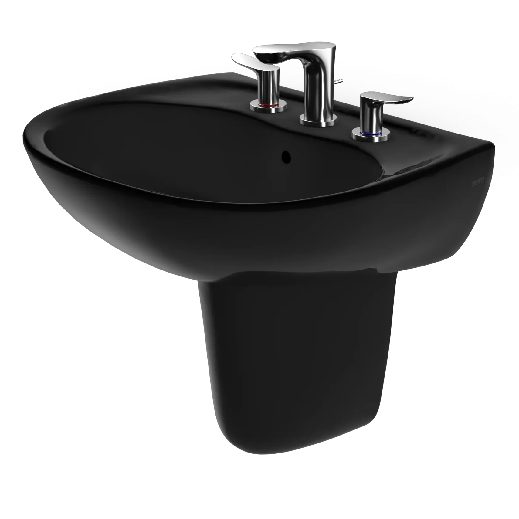 TOTO Supreme Oval Wall-Mount Bathroom Sink and Shroud for 8 Inch Center Faucets, Ebony, Vitreous China, LHT241.8#51