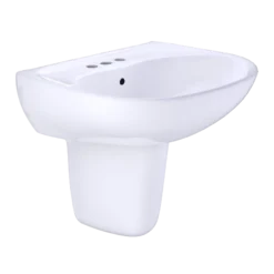 TOTO Supreme Oval Wall-Mount Bathroom Sink with CEFIONTECT and Shroud for 4 Inch Center Faucets, Cotton White, Vitreous China, LHT241.4G#01