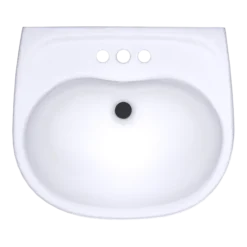 TOTO Supreme Oval Wall-Mount Bathroom Sink with CEFIONTECT and Shroud for 4 Inch Center Faucets, Cotton White, Vitreous China, LHT241.4G#01