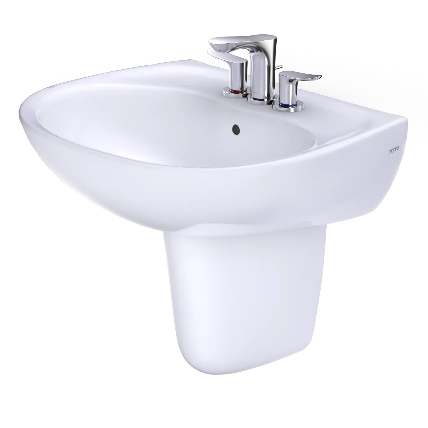 TOTO Supreme Oval Wall-Mount Bathroom Sink with CEFIONTECT and Shroud for 4 Inch Center Faucets, Cotton White, Vitreous China, LHT241.4G#01