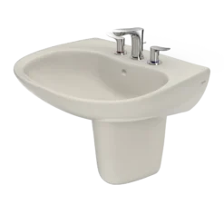 TOTO Supreme Oval Wall-Mount Bathroom Sink with CEFIONTECT and Shroud for 8 Inch Center Faucets, Sedona Beige, Vitreous China, LHT241.8G#12