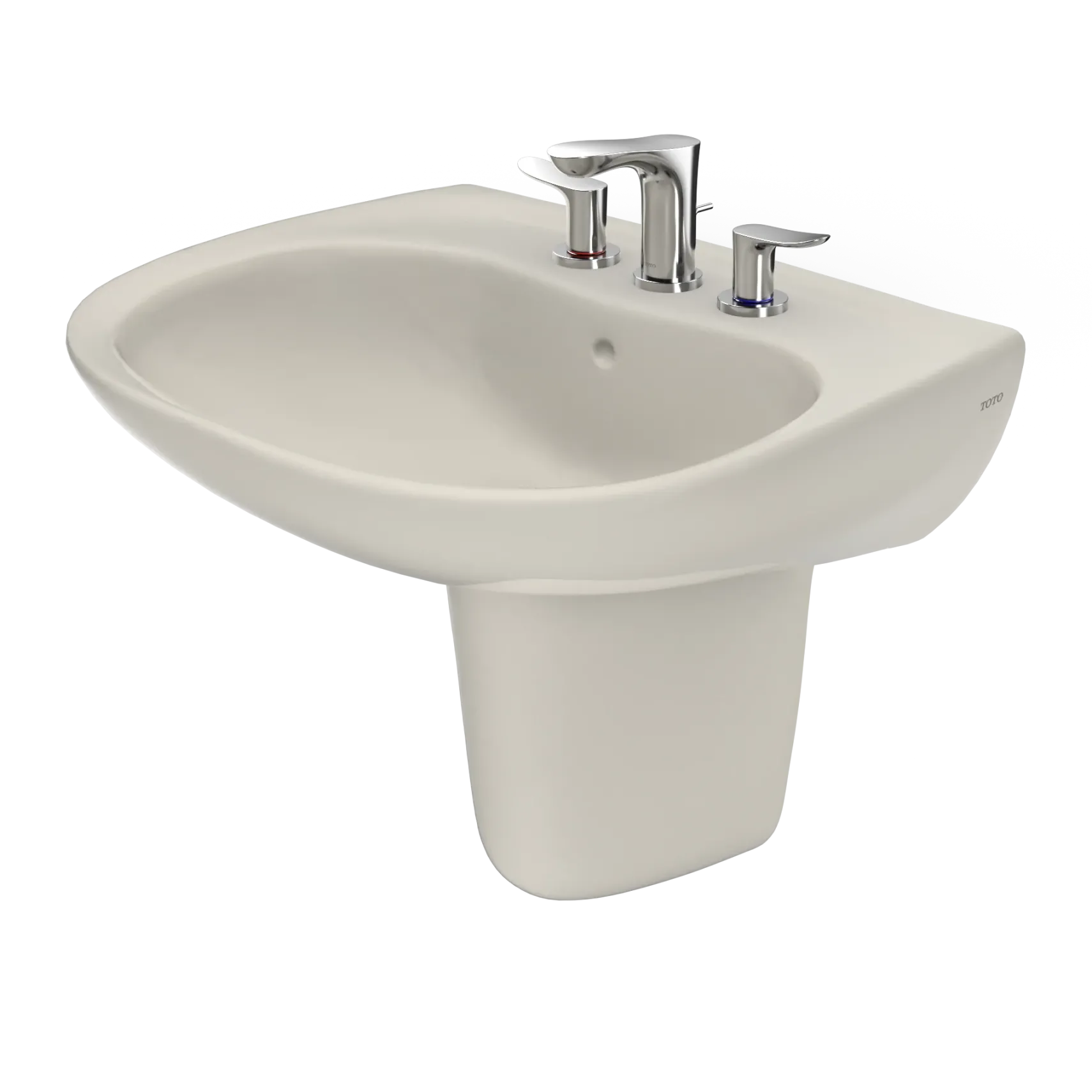 TOTO Supreme Oval Wall-Mount Bathroom Sink with CEFIONTECT and Shroud for 8 Inch Center Faucets, Sedona Beige, Vitreous China, LHT241.8G#12
