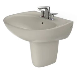TOTO Supreme Oval Wall-Mount Bathroom Sink with CEFIONTECT and Shroud for 4 Inch Center Faucets, Bone, Vitreous China, LHT241.4G#03
