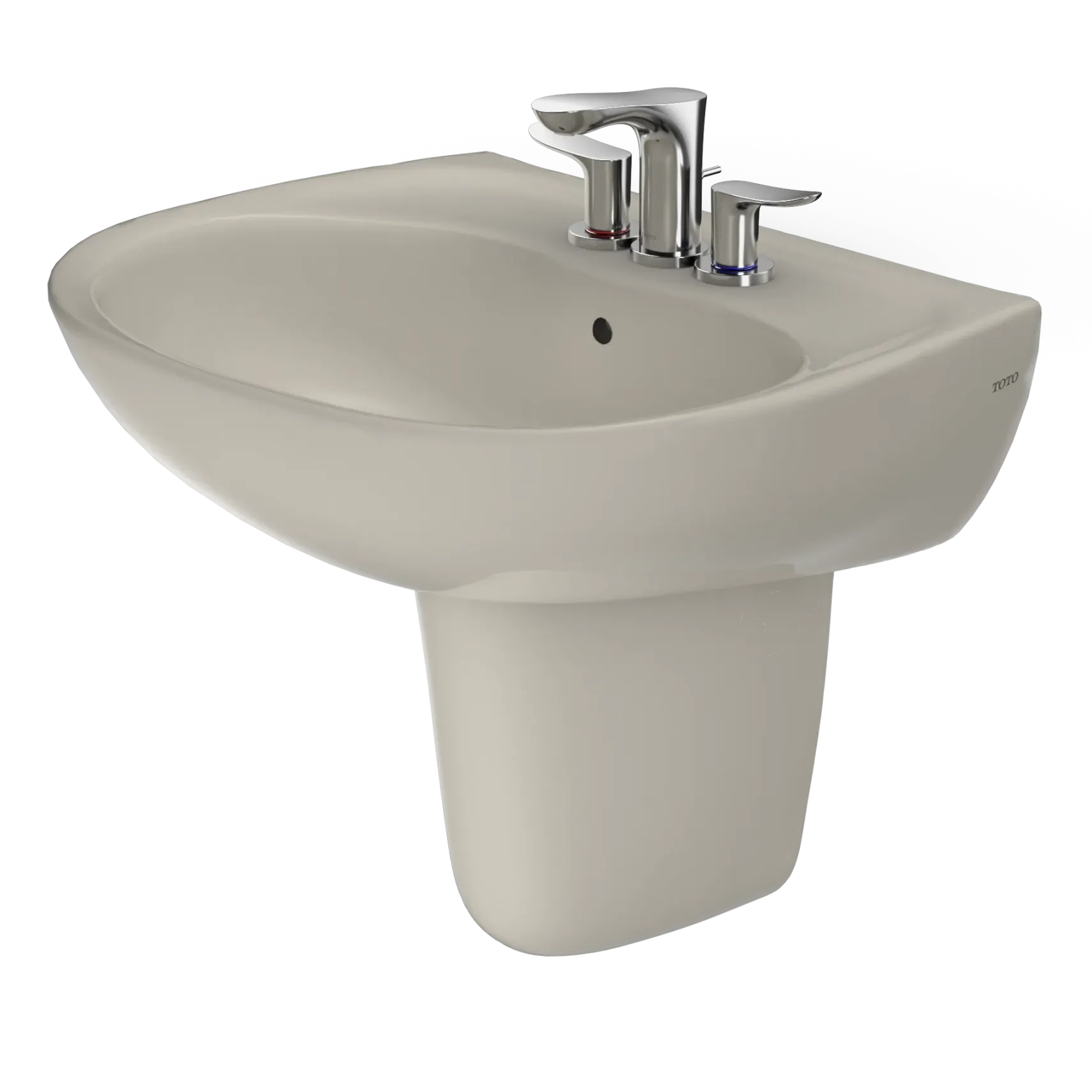 TOTO Supreme Oval Wall-Mount Bathroom Sink with CEFIONTECT and Shroud for 4 Inch Center Faucets, Bone, Vitreous China, LHT241.4G#03