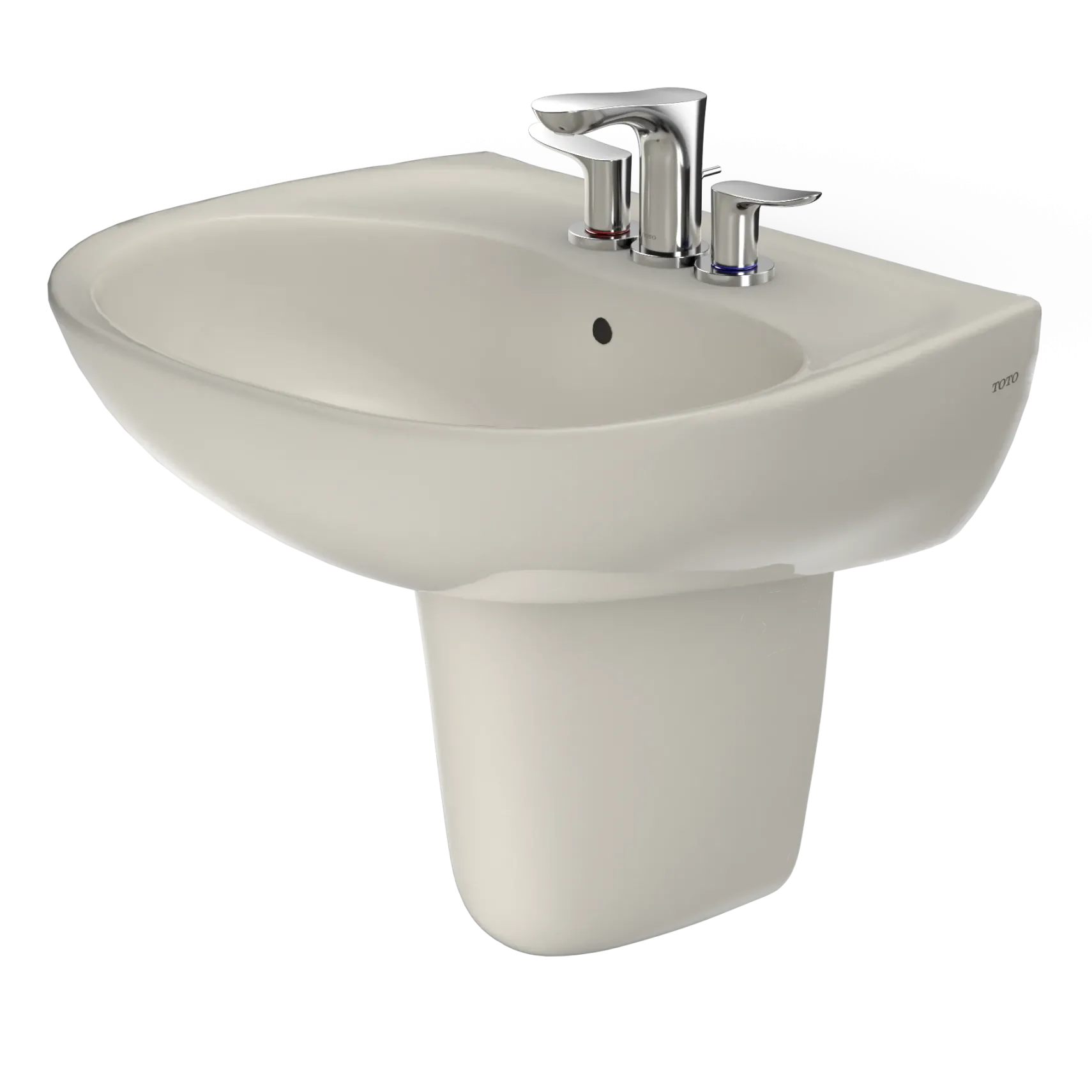 TOTO Supreme Oval Wall-Mount Bathroom Sink with CEFIONTECT and Shroud for 4 Inch Center Faucets, Sedona Beige, Vitreous China, LHT241.4G#12