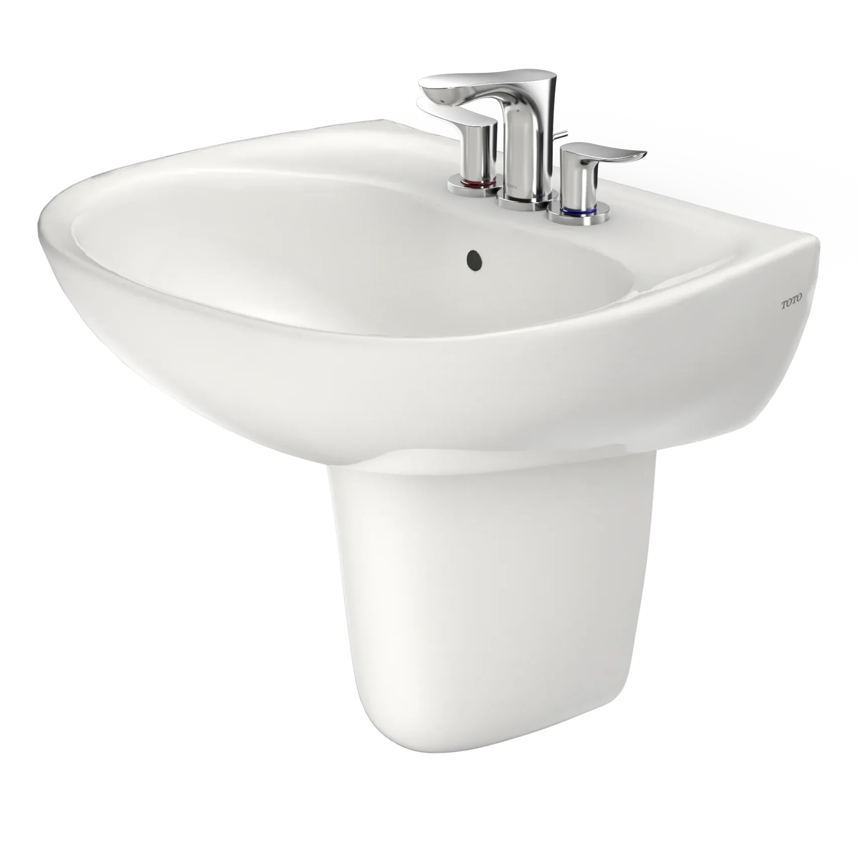 TOTO Supreme Oval Wall-Mount Bathroom Sink with CEFIONTECT and Shroud for 4 Inch Center Faucets, Colonial White, Vitreous China, LHT241.4G#11
