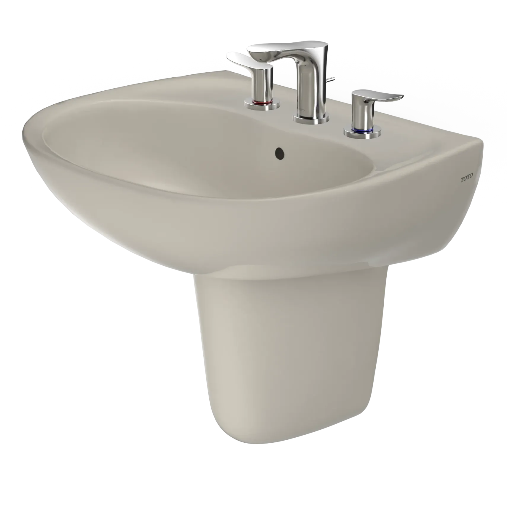 TOTO Supreme Oval Wall-Mount Bathroom Sink with CEFIONTECT and Shroud for 8 Inch Center Faucets, Bone, Vitreous China, LHT241.8G#03