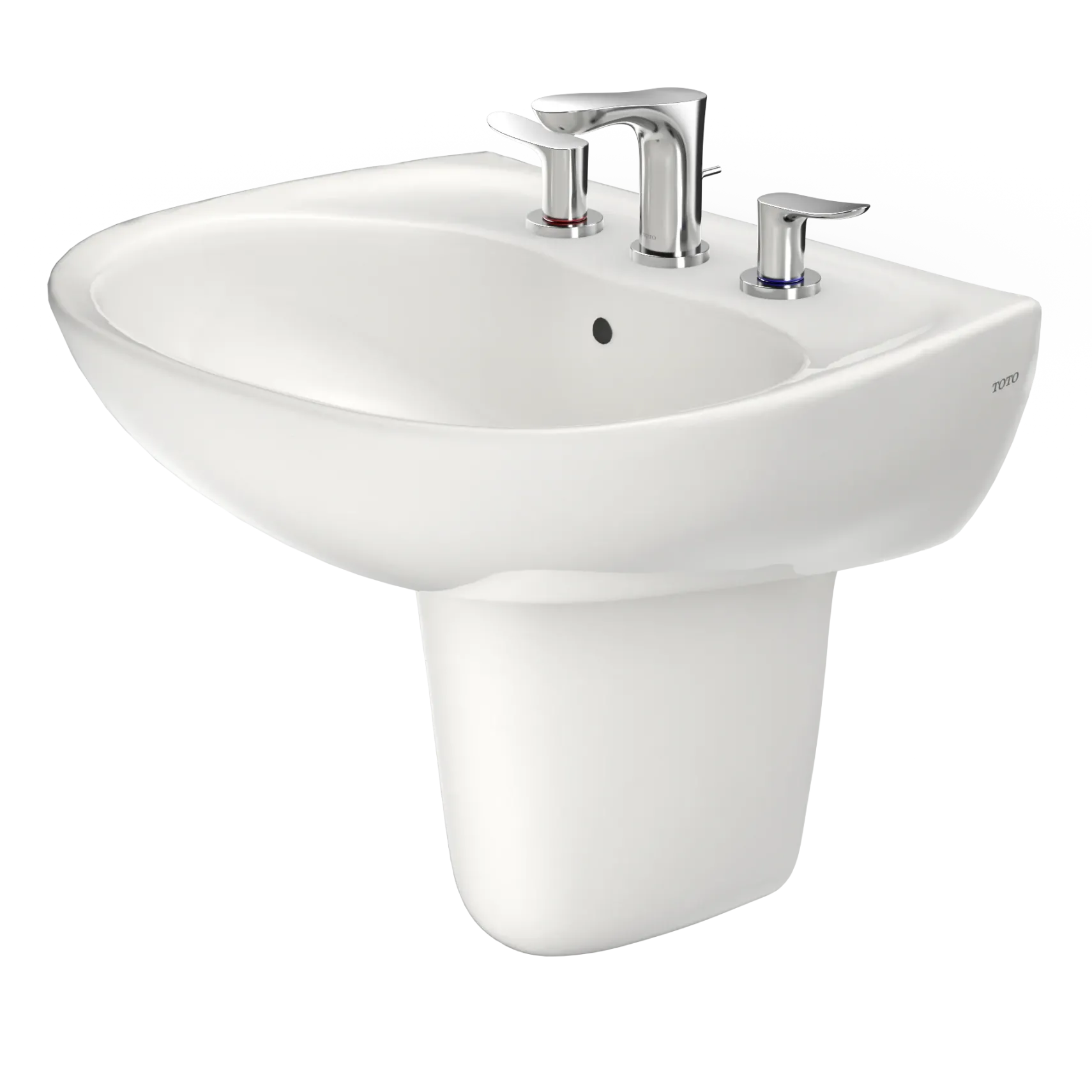 TOTO Supreme Oval Wall-Mount Bathroom Sink with CEFIONTECT and Shroud for 8 Inch Center Faucets, Colonial White, Vitreous China, LHT241.8G#11