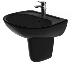 TOTO Supreme Oval Wall-Mount Bathroom Sink and Shroud for Single Hole Faucets, Ebony, Vitreous China, LHT241#51