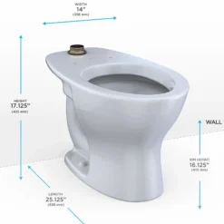 TOTO TORNADO FLUSH Commercial Flushometer Floor-Mounted Universal Height Toilet with CEFIONTECT, ADA Compliant, Elongated, Cotton White, Vitreous China, CT725CUFG#01