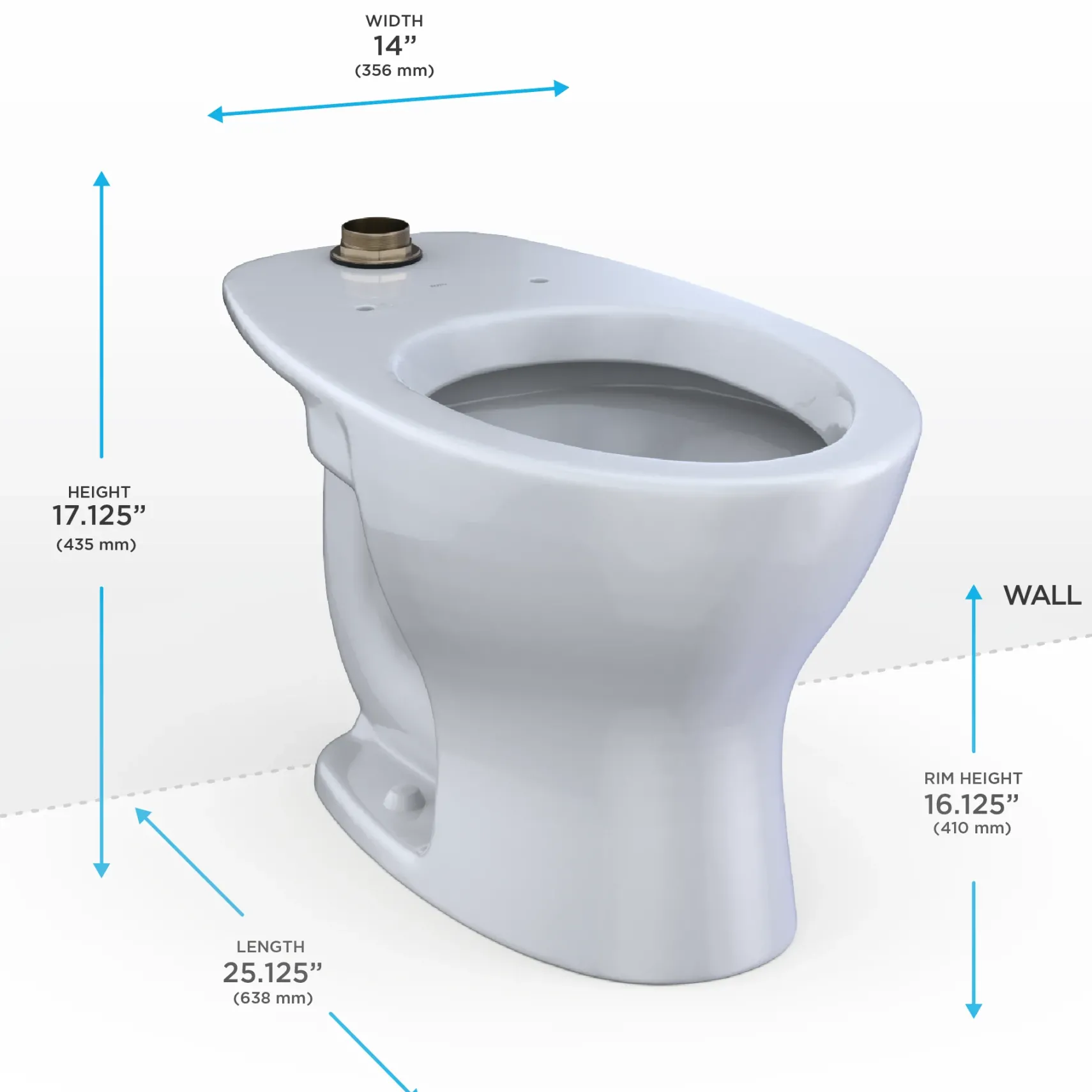 TOTO TORNADO FLUSH Commercial Flushometer Floor-Mounted Universal Height Toilet, ADA Compliant, Elongated, Cotton White, Vitreous China, CT725CUF#01
