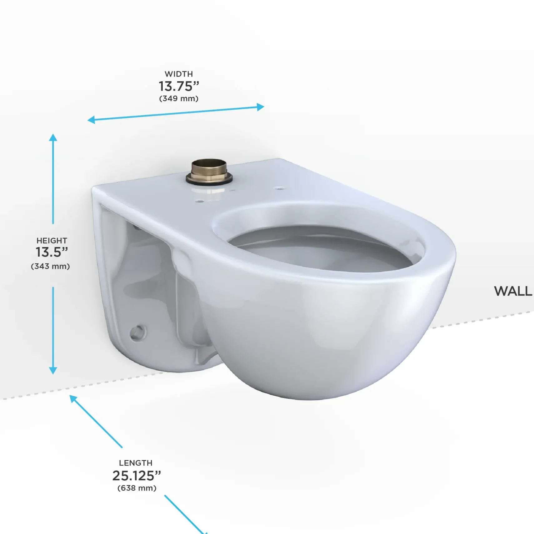 TOTO TORNADO FLUSH Commercial Flushometer Wall-Mounted Toilet, Elongated, Cotton White, Vitreous China, CT728CU#01