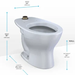 TOTO TORNADO FLUSH Commercial Flushometer Floor-Mounted Toilet with CEFIONTECT, Elongated, Cotton White, Vitreous China, CT725CUG#01