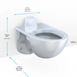 TOTO TORNADO FLUSH Commercial Flushometer Wall-Mounted Toilet with CEFIONTECT, Elongated, Cotton White, Vitreous China, CT728CUVG#01