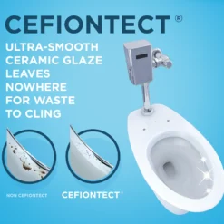 TOTO TORNADO FLUSH Commercial Flushometer Wall-Mounted Toilet with CEFIONTECT, Elongated, Cotton White, Vitreous China, CT728CUVG#01