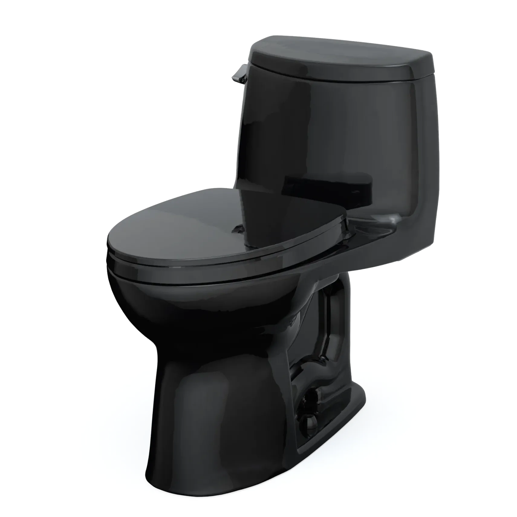 TOTO UltraMax II One-Piece Elongated 1.28 GPF Universal Height Toilet with SS124 SoftClose Seat, WASHLET+ Ready, Ebony, Vitreous China|Plastic, MS604124CEF#51