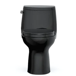 TOTO UltraMax II One-Piece Elongated 1.28 GPF Universal Height Toilet with SS124 SoftClose Seat, WASHLET+ Ready, Ebony, Vitreous China|Plastic, MS604124CEF#51