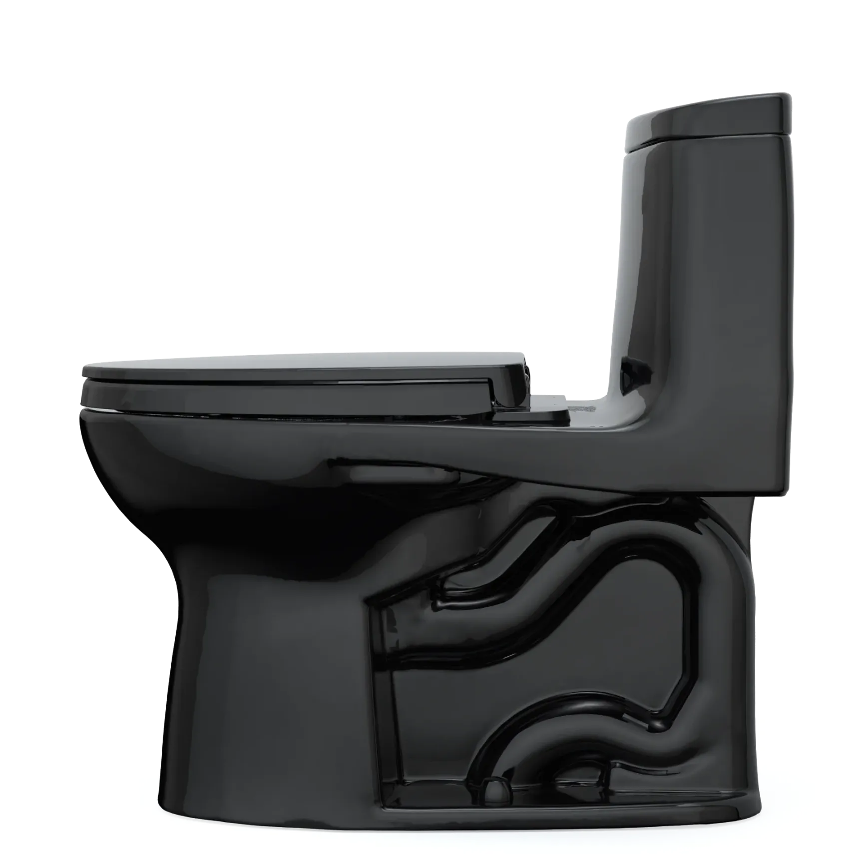 TOTO UltraMax II One-Piece Elongated 1.28 GPF Universal Height Toilet with SS124 SoftClose Seat, WASHLET+ Ready, Ebony, Vitreous China|Plastic, MS604124CEF#51
